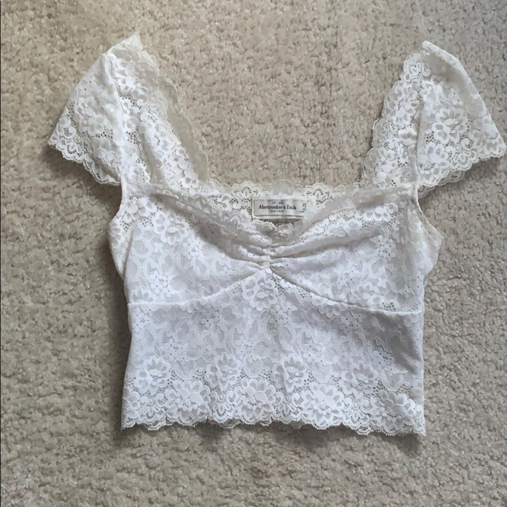 White lace crop top